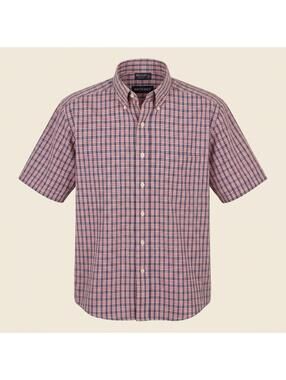 Britches Collared Short Sleeve Red White Blue Plaid Men’s Button Up Sz L